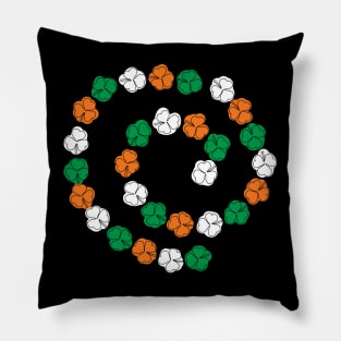 St Patricks Day Shamrock Spiral Green White Orange Pillow