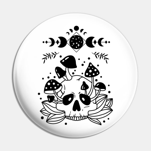 Aesthetic Halloween Skull Lover Moon Creepy Witchy Pin by jodotodesign