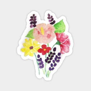 watercolor purple flowers pink and purple flowers watercolour flowers Magnet