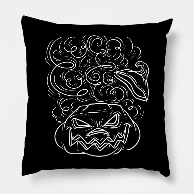 Scary Jack O' Lantern White Line Pillow by saradaboru