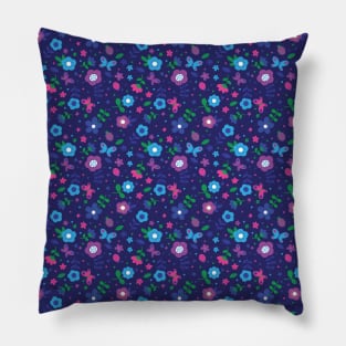 fun flowers - blue Pillow