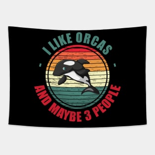 Retro Killer Whale I Like Orcas And Maybe Like 3 People Tapestry