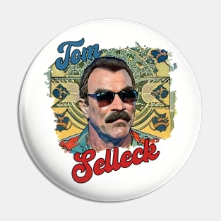 Tom Selleck Retro Vibes Pin