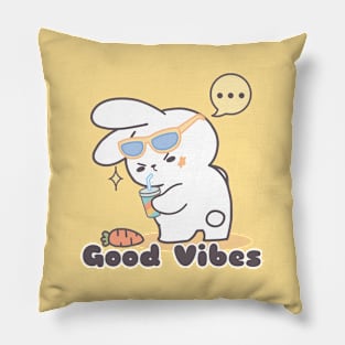 Cute Rabbit Swag with a Side of Good Vibes Pillow