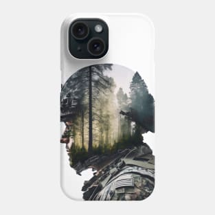 double exposure of soldier in woods Phone Case