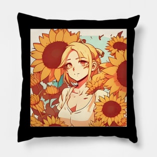 Sunflower Girl - Heart Sunflower Gift Pillow