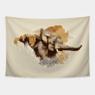 Elephant on Painted Background | African Wildlife Tapestry