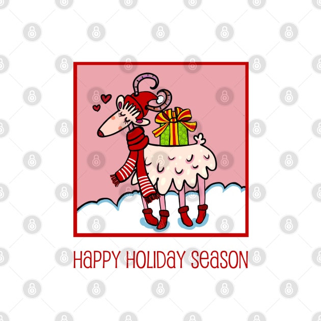 Happy goat sending you a wish for a joyful holiday season. Christmas Greetings. by marina63