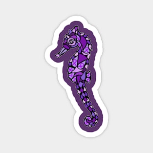 Purple Awareness Ribbon Mandala Seahorse Magnet