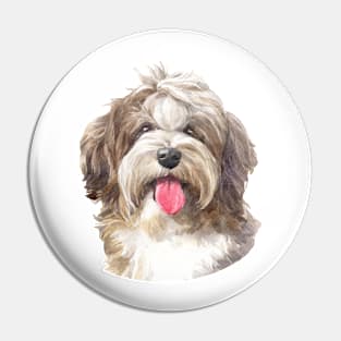 Chocolate Havanese Watercolor Art Pin