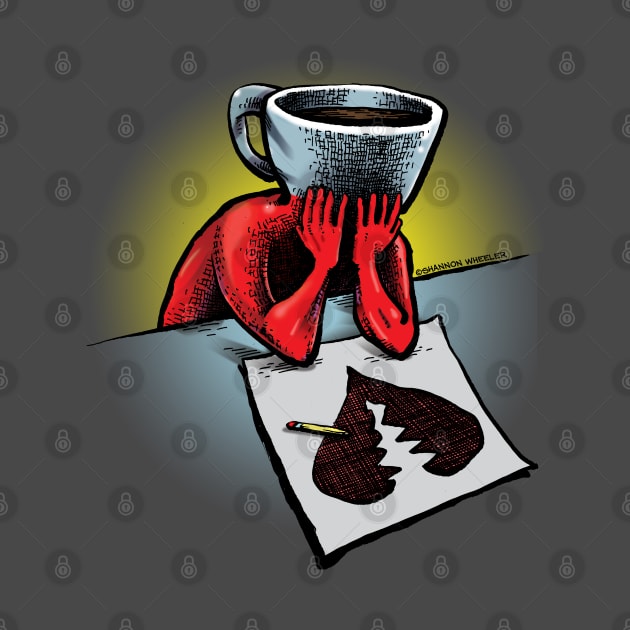 Too Much Coffee Man Broken Heart by ShannonWheeler