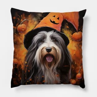 Bearded Collie Halloween Pillow