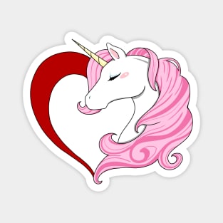 Pink Heart Unicorn Magnet