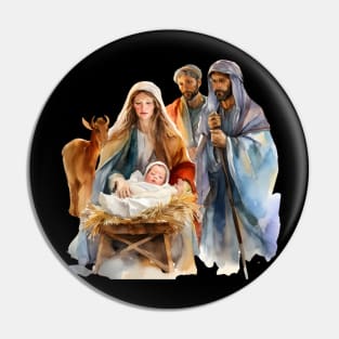 Watercolor Nativity Scene Pin