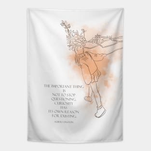 curiosity quote  woman drawing Tapestry