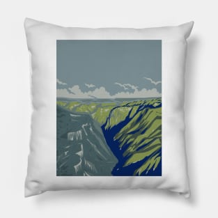 Copper Canyon or Barrancas del Cobre in Chihuahua Northwestern Mexico WPA Art Deco Poster Pillow