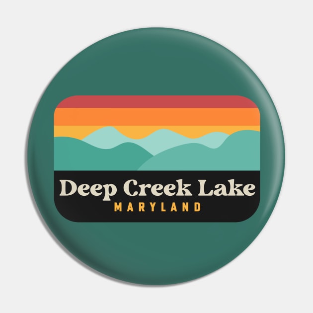 Deep Creek Lake State Park Maryland Retro Vintage Sunset Pin by PodDesignShop