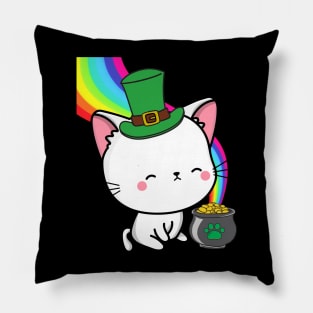 Funny angora cat celebrates st patricks day Pillow