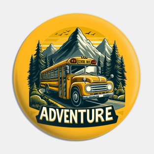 School Bus On An Adventurous Road Trip Pin