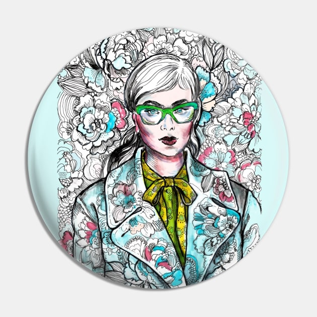 Woman Wearing Glasses in a Floral Pattern. Pin by FanitsaArt