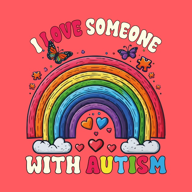 I Love Someone With Autism Rainbow Special Education Teacher by JUST PINK