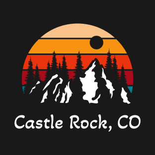 Retro Castle Rock Colorado Sunset and Mountains T-Shirt