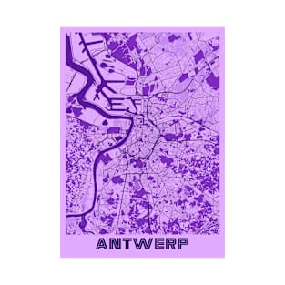 Antwerp - Belgium Lavender City Map T-Shirt