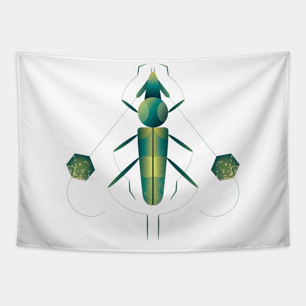 Green Longhorn Beetle Tapestry by Léo Alexandre