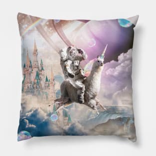 Galaxy Astronaut Sloth Riding Llama Unicorn Pillow