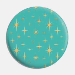 Atomic Starburst Teal, Orange Pin