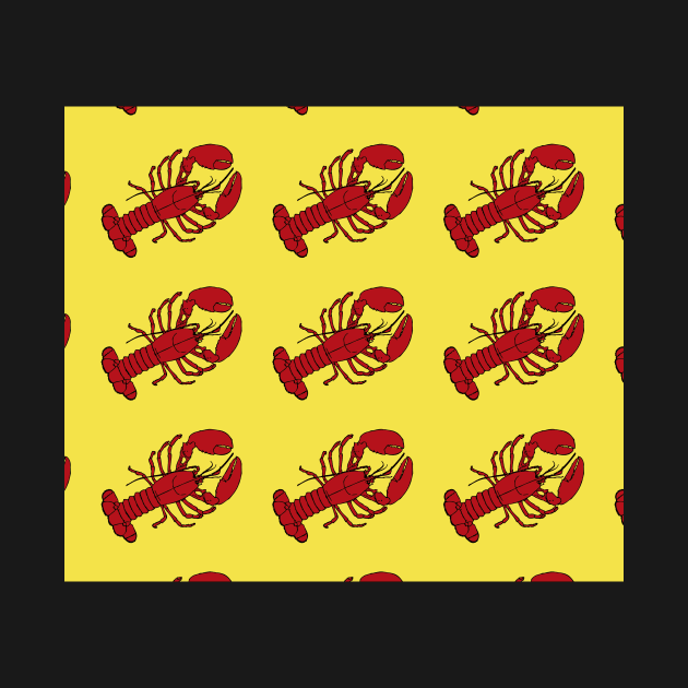 Red Lobsters on Yellow Background Lobster Sea Life Animal Boat Life by gillys