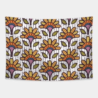 Bright Squiggle Flowers Tapestry