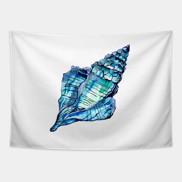 Blue Conch Sea Shell Tapestry by ZeichenbloQ