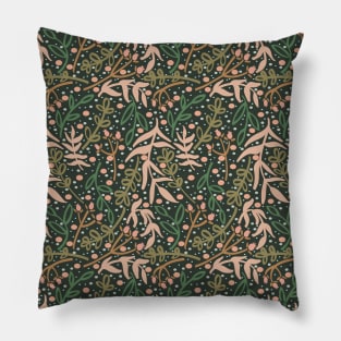 Botanicals and Dots - Hand Drawn Design - Peach, Emerald, Sage Pillow