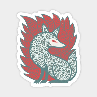 Flaming Kitsune Guardian - Epic Japanese Mythology Art Magnet