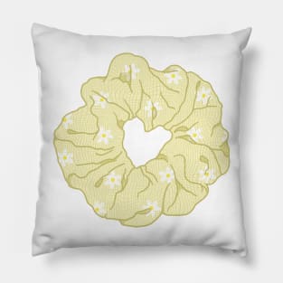 Light yellow scrunchie with daisies Pillow