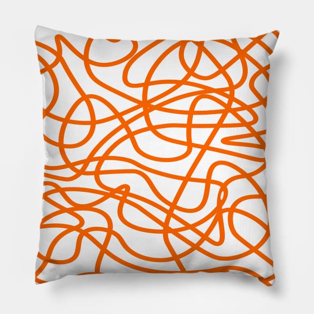 Orange abstract doodle lines pattern design Pillow by Baobabprintstore