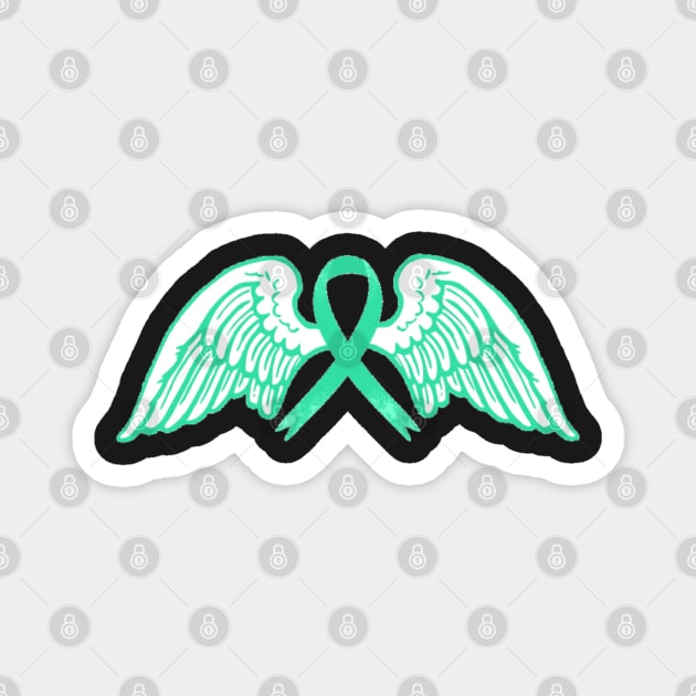 Teal Awareness Ribbon with Angel Wings Magnet by CaitlynConnor