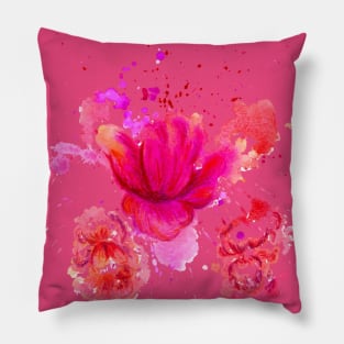 Pink Watercolor Flower Pillow