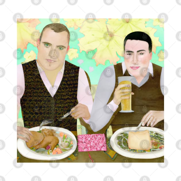 Gay Couple Celebrating Thanksgiving Dinner by JohnCorney