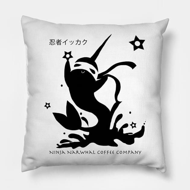 Ninja Narwhal Coffee Company Logo Pillow by NinjaNarwhal