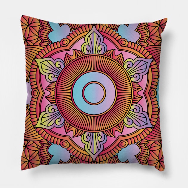 Red Mandala Pillow by SVGdreamcollection