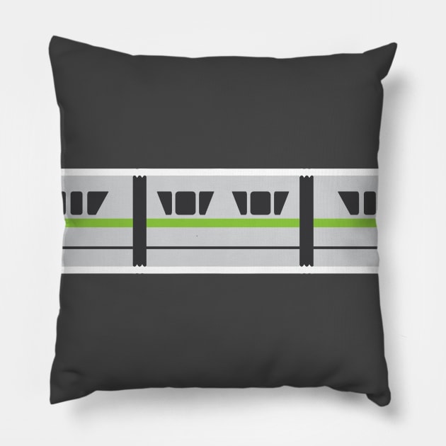 Monorail - Light Green Pillow by chwbcc