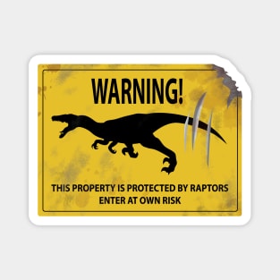 Beware of Velociraptor Sign Magnet