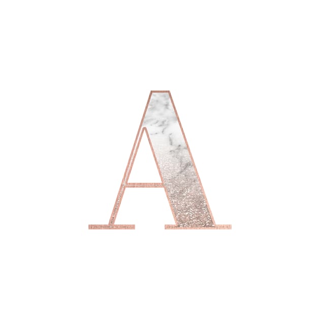 Monogram rose gold glitter marble A by marbleco