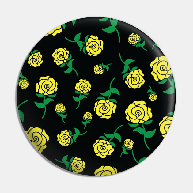 Yellow Rose Hand Drawn Roses Pattern Pin by Rosemarie Guieb Designs