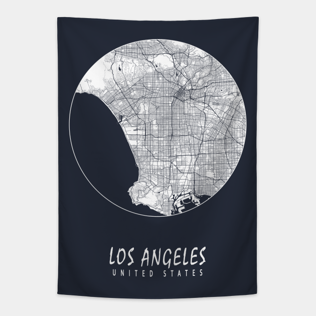 Los Angeles, USA City Map - Full Moon - Los Angeles - Tapestry  TeePublic