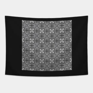 Charcoal Cat Faces Kaleidoscope pattern 15 Tapestry