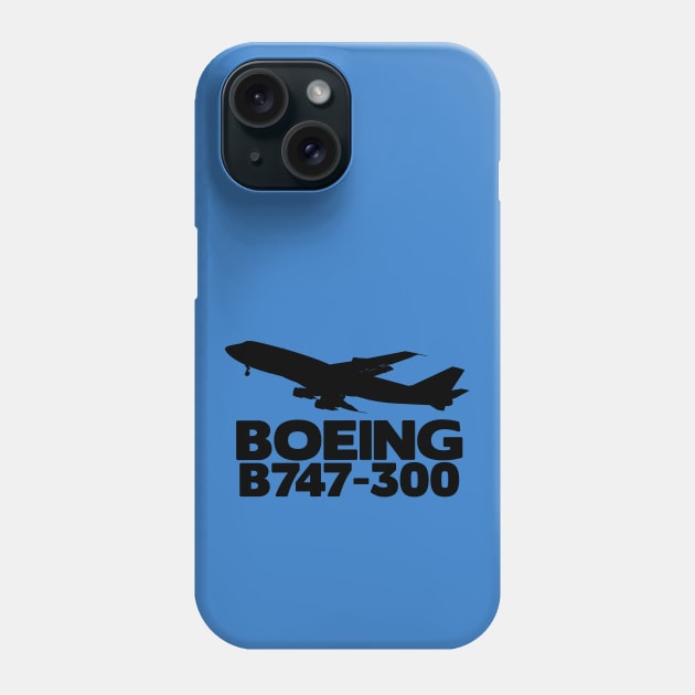 Boeing B747-300 Silhouette Print (Black) Phone Case by TheArtofFlying