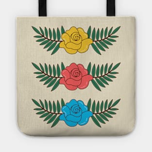 Red Blue and Yellow Roses Flower - Floral Greenery Christmas Wreath Tote